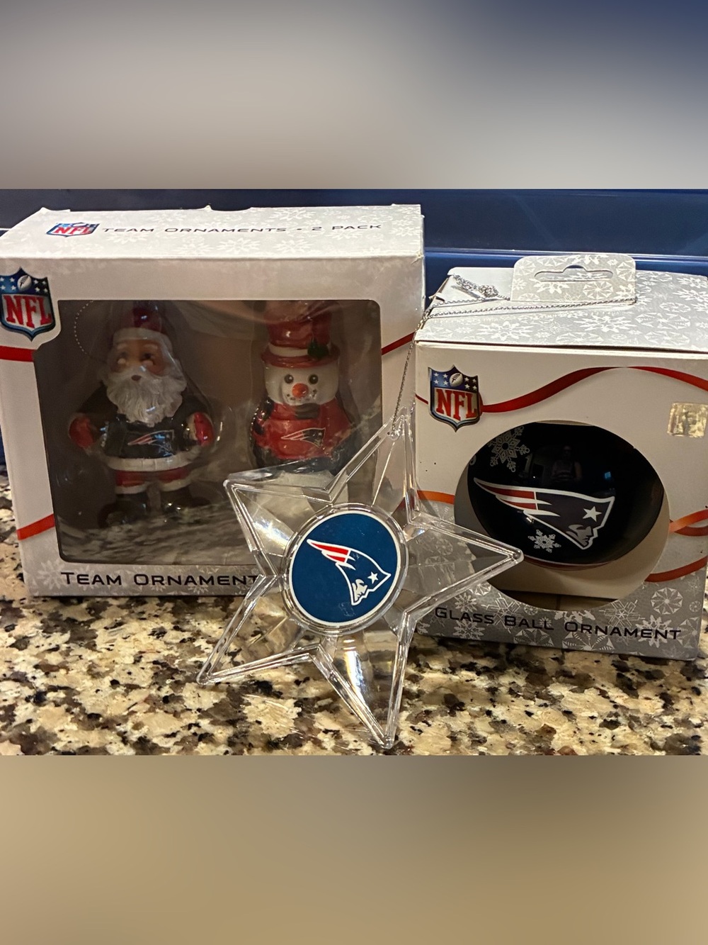 NFL New England Patriots Team Holiday Ornament Bundle Set